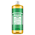 Dr. Bronner’s Almond 18-in-1 Pure Castile Magic Soap bottle featuring organic and fair trade ingredients in a biodegradable, recycled plastic container.[32 oz]